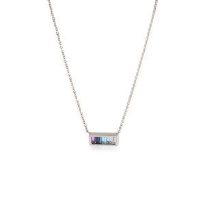 My Story Aria Rainbow Bar Necklace in 14KT White Gold
